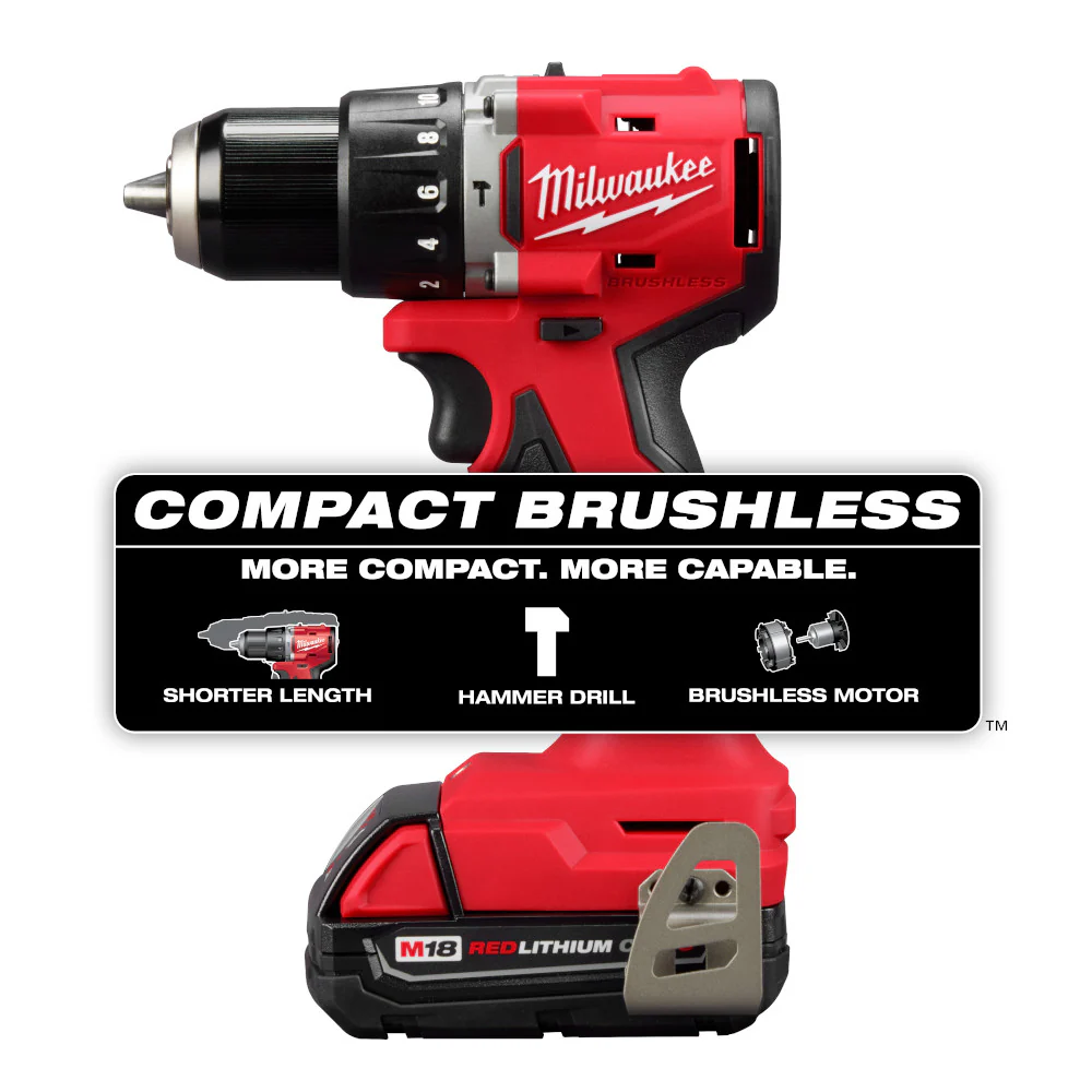 Milwaukee 3602-21P M18 18V 1/2 Compact Brushless Hammer Drill Kit