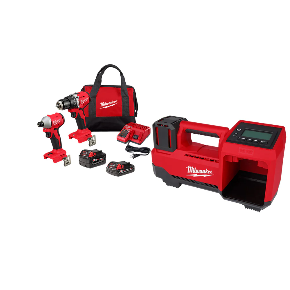 Milwaukee 3693-22CXvTy M18 Compact Brushless 2-Tool Combo Kit w/ Inflator