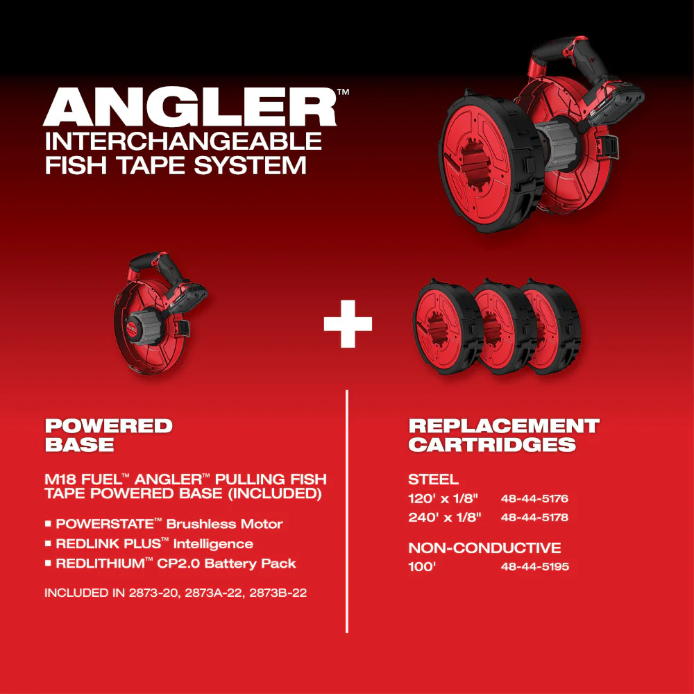 Milwaukee 2873-20S240 M18 FUEL 18V Angler Pulling Fish Tape w/ 240' x 1/8 Steel