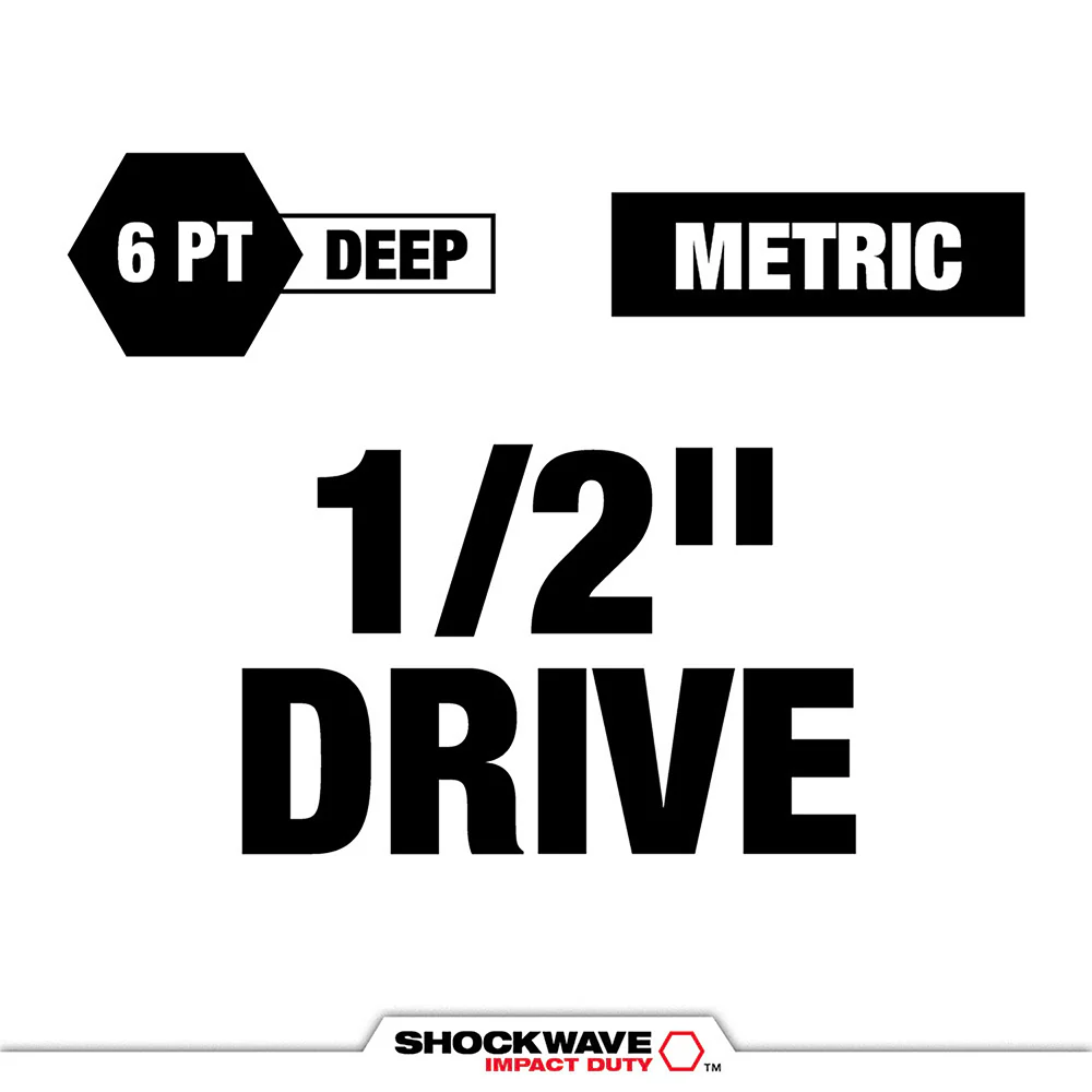 Milwaukee 49-66-6803 SHOCKWAVE 1/2 Impact Duty Socket MM PACKOUT Set - 16 PC