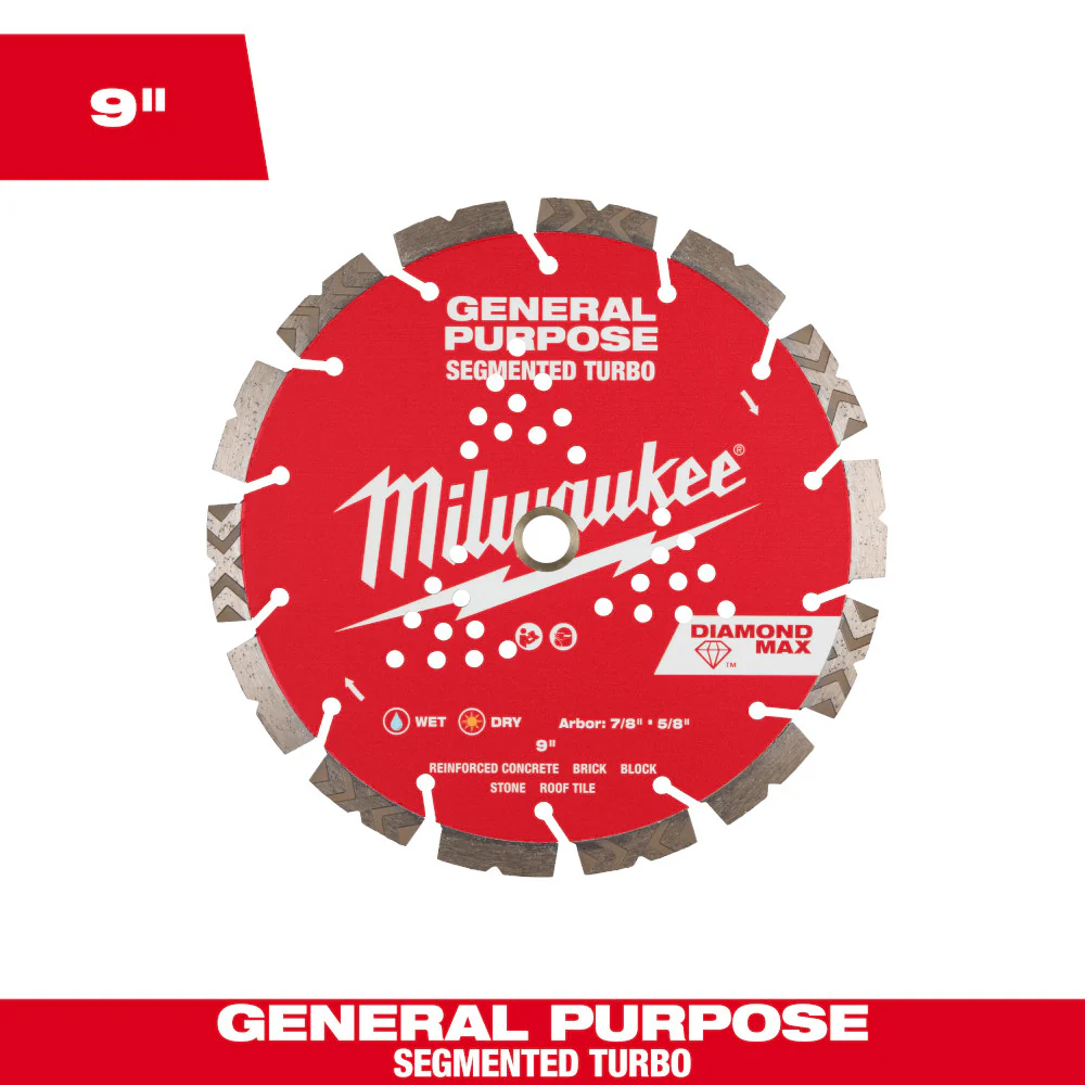 Milwaukee 49-93-9009 9 DIAMOND MAX Segmented Turbo General Purpose�Diamond Blade