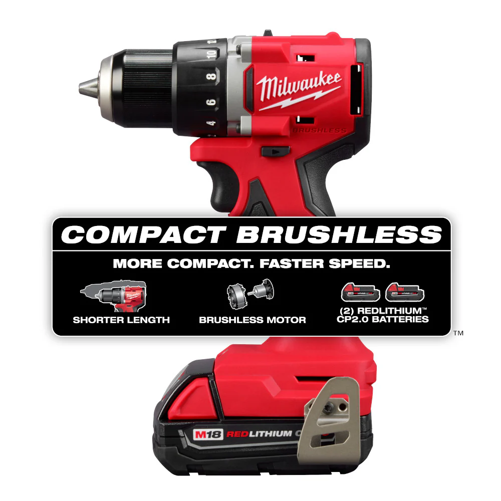 Milwaukee 3601-22CT M18 18V 1/2 Compact Brushless Drill/Driver Kit