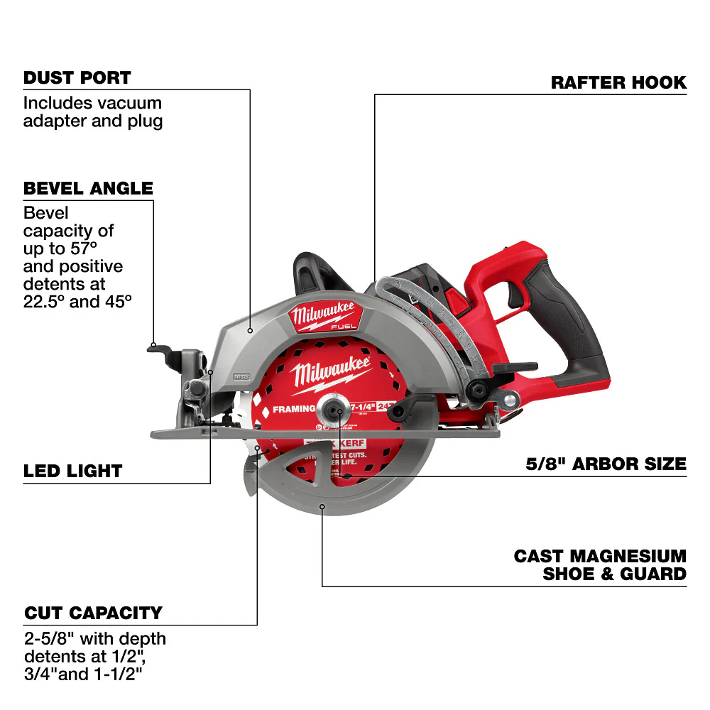 Milwaukee 2930-21HD M18 FUEL 18V 7-1/4 Rear Handle Circular Saw Kit