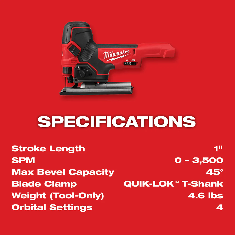 Milwaukee 2737B-80 M18 FUEL 18V Barrel Grip Jig Saw - Bare Tool - Recon