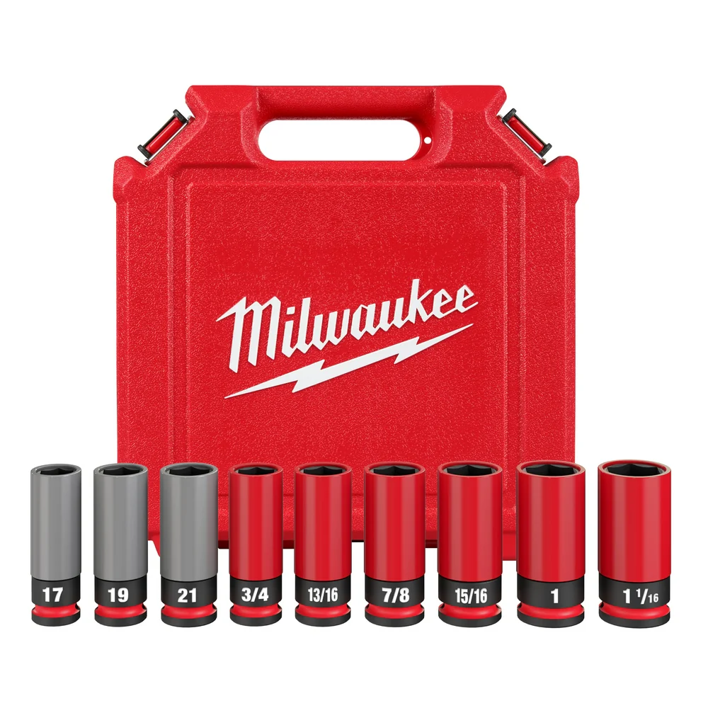 Milwaukee 49-66-7832 SHOCKWAVE 1/2 SAE/Metric Lug Nut Wheel Socket Set - 9 PC