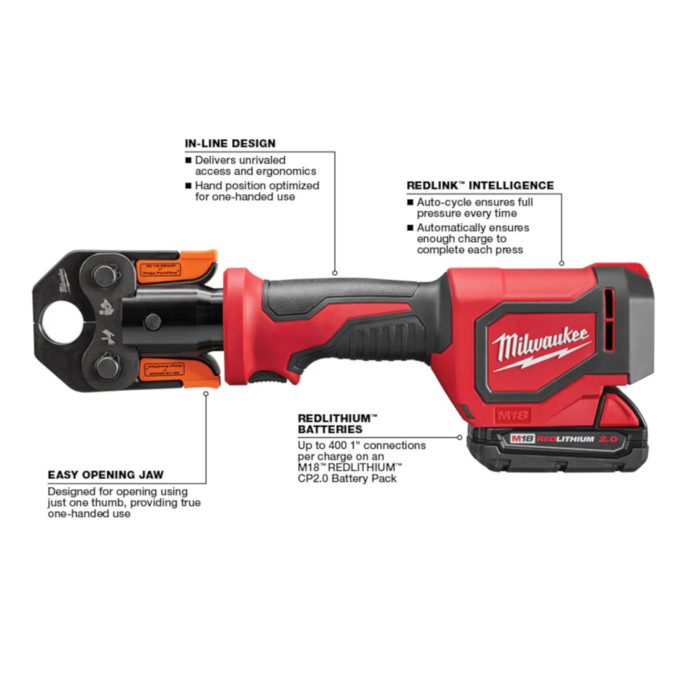 Milwaukee 2674-22P M18 18V Li-Ion Short Throw Press Tool Kit w/ PEX Crimp Jaws