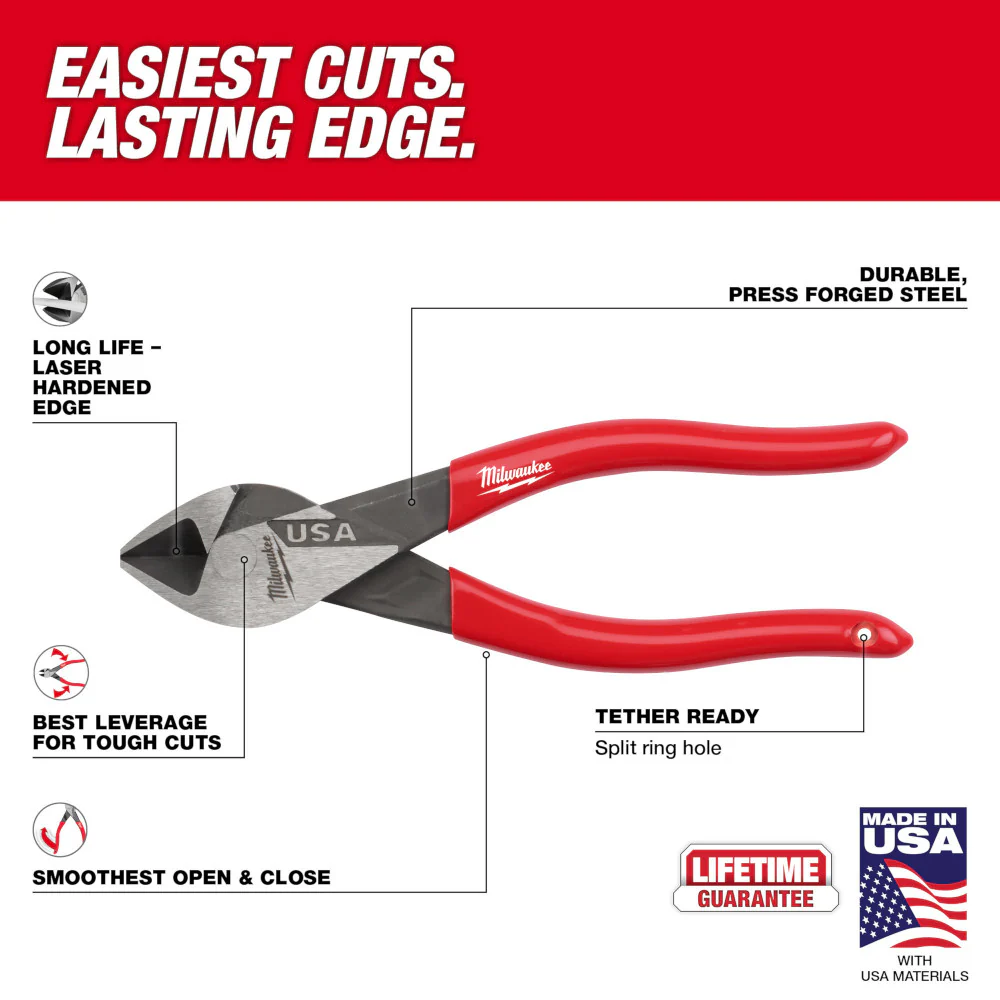 Milwaukee MT506 6 Diagonal Dipped Grip Cutting Pliers - Made In USA