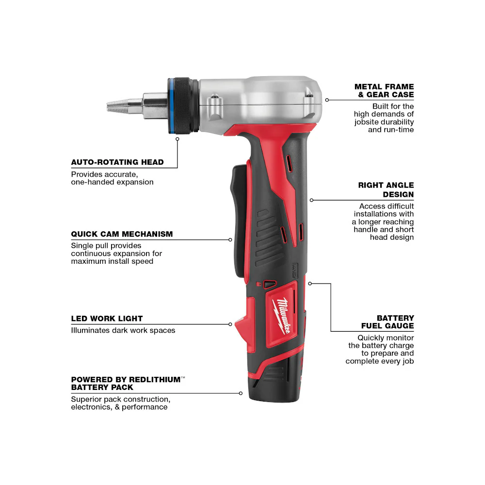 Milwaukee 2432-82 M12 12V Li-Ion ProPEX Expansion Tool Kit - Recon
