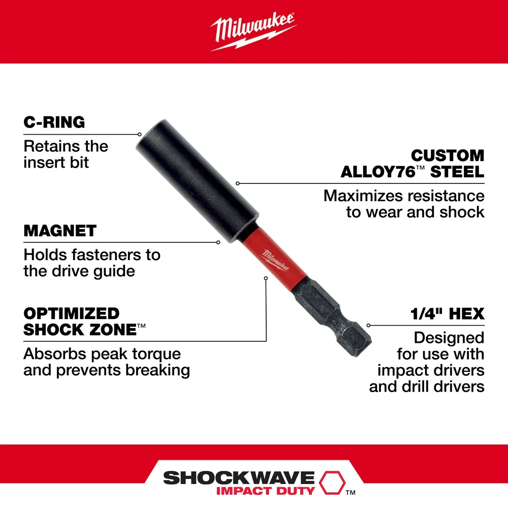 Milwaukee 48-32-4502 2.36 Impact Duty Shockwave Magnetic Bit Tip Holder