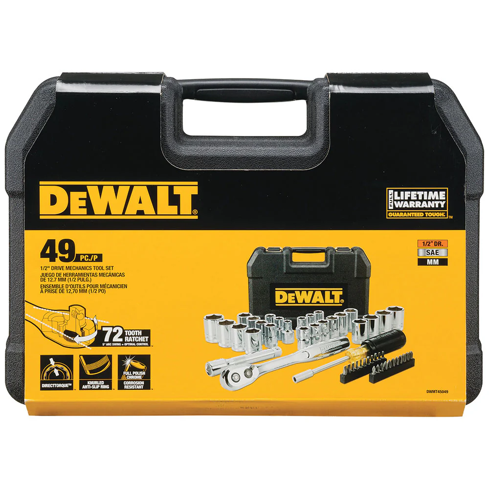 DeWALT DWMT45049 1/2'' Mechanics Nano Bit Tool Set. Polished Chrome (49 PC)