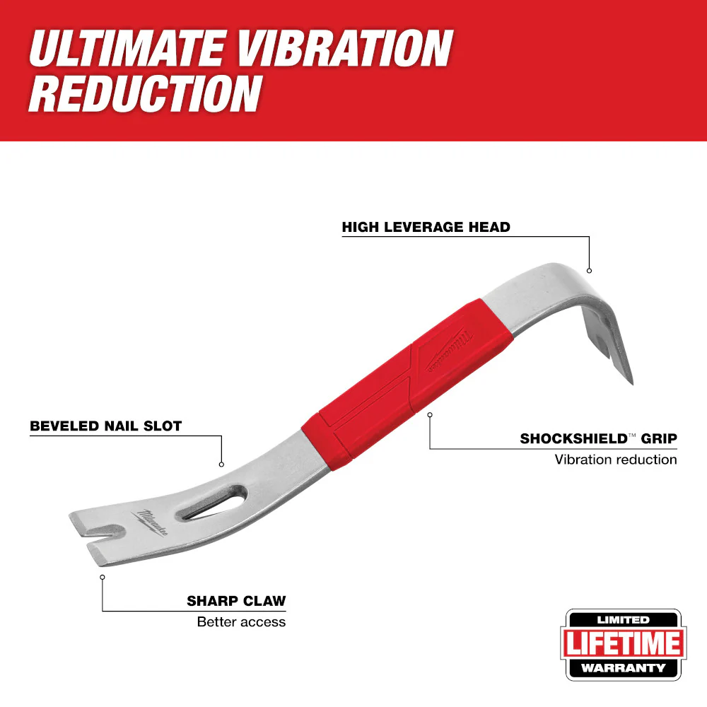 Milwaukee 48-22-9034 12 Heavy Duty Pry Bar w/ SHOCKSHIELD Grip