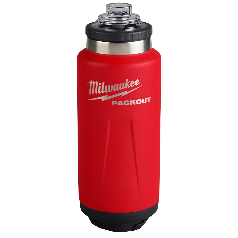 Milwaukee 48-22-8397R PACKOUT 36oz Red Insulated Bottle with Chug Lid