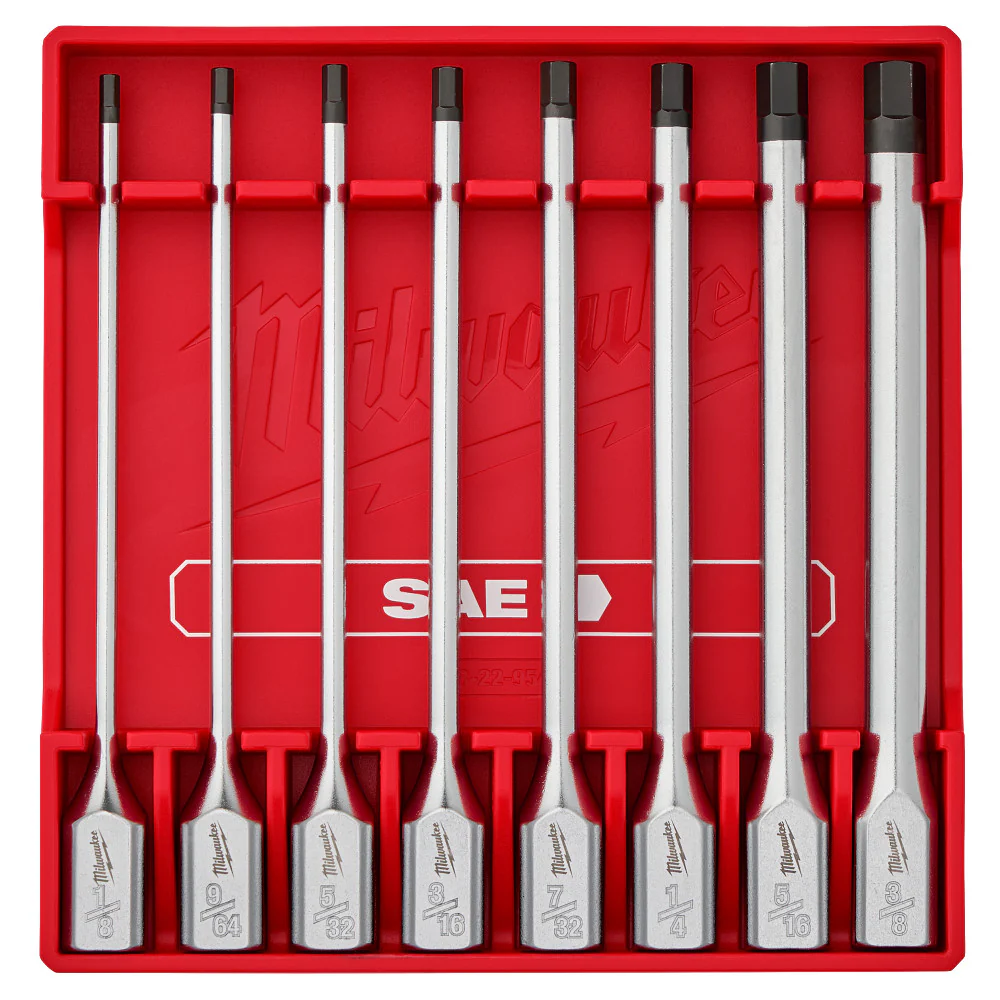Milwaukee 48-22-9546 3/8 Drive Long Hex Bit Socket Set - SAE - 8 PC