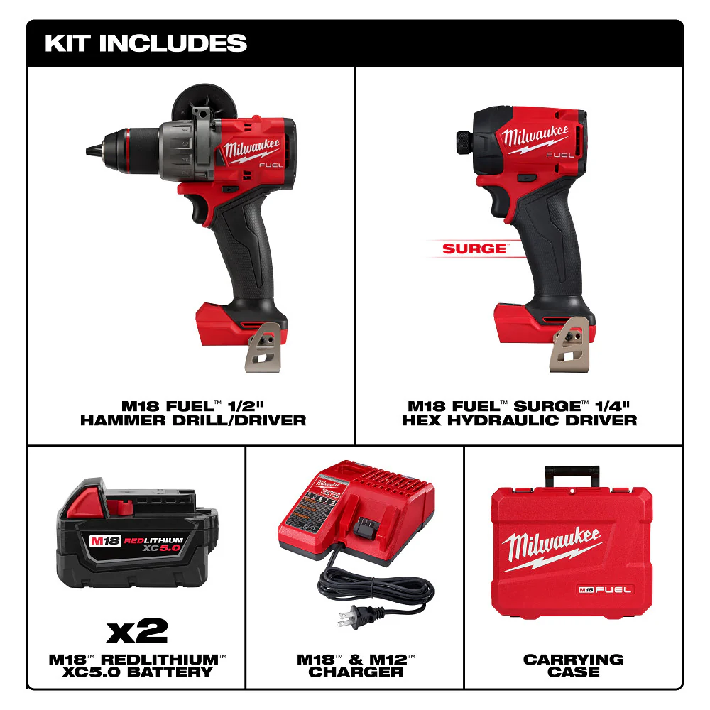 Milwaukee 3799-22 M18 FUEL 18V 2-Tool Cordless Li-Ion Combo Kit w/ AUTOSTOP