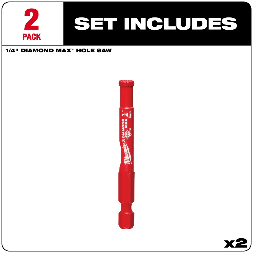 Milwaukee 49-56-0501 DIAMOND MAX 1/4 Diamond Grit Hole Saw Bit Set - 2 pk