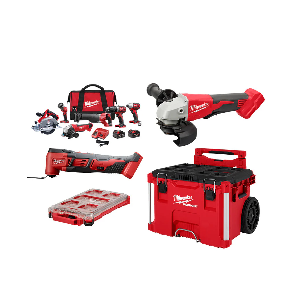 Milwaukee 2696-26POK M18 18V 6-Tool Combo Kit w/Grinder. Multi-Tool. and PACKOUT