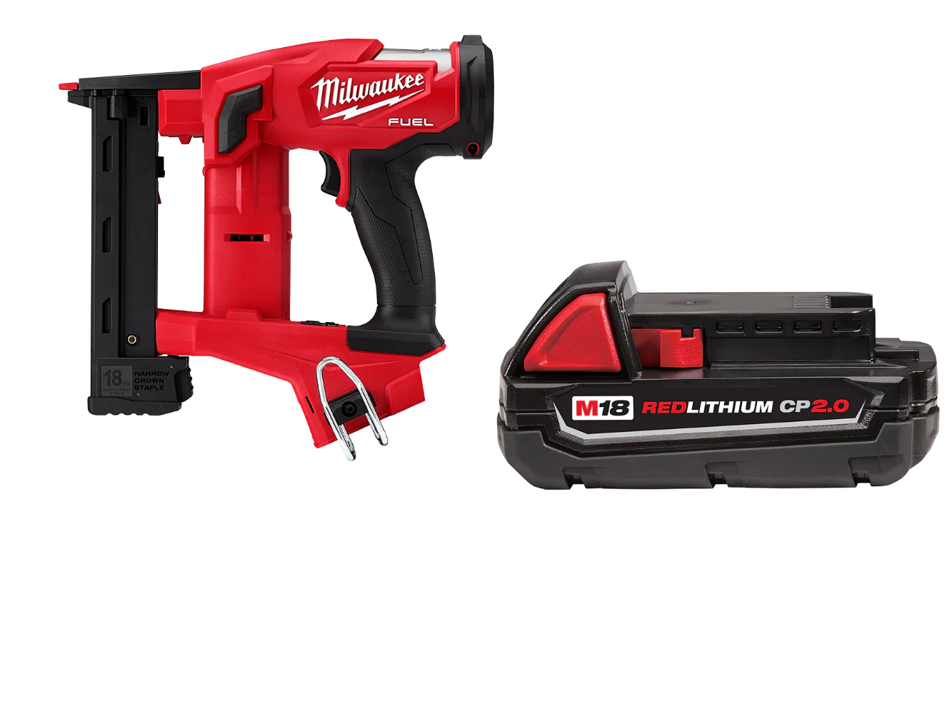 Milwaukee 2749-20x2 M18 FUEL 18 GAUGE 1/4 Crown Stapler Bundle w/ 2AH Battery