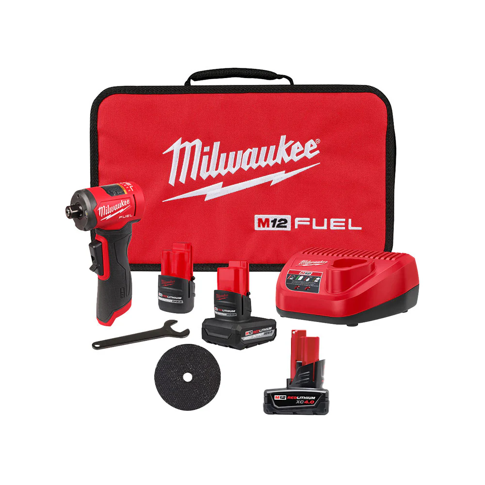 Milwaukee 3485-22B4W M12 FUEL 12V Right Angle Die Grinder Kit w/ 4AH Battery