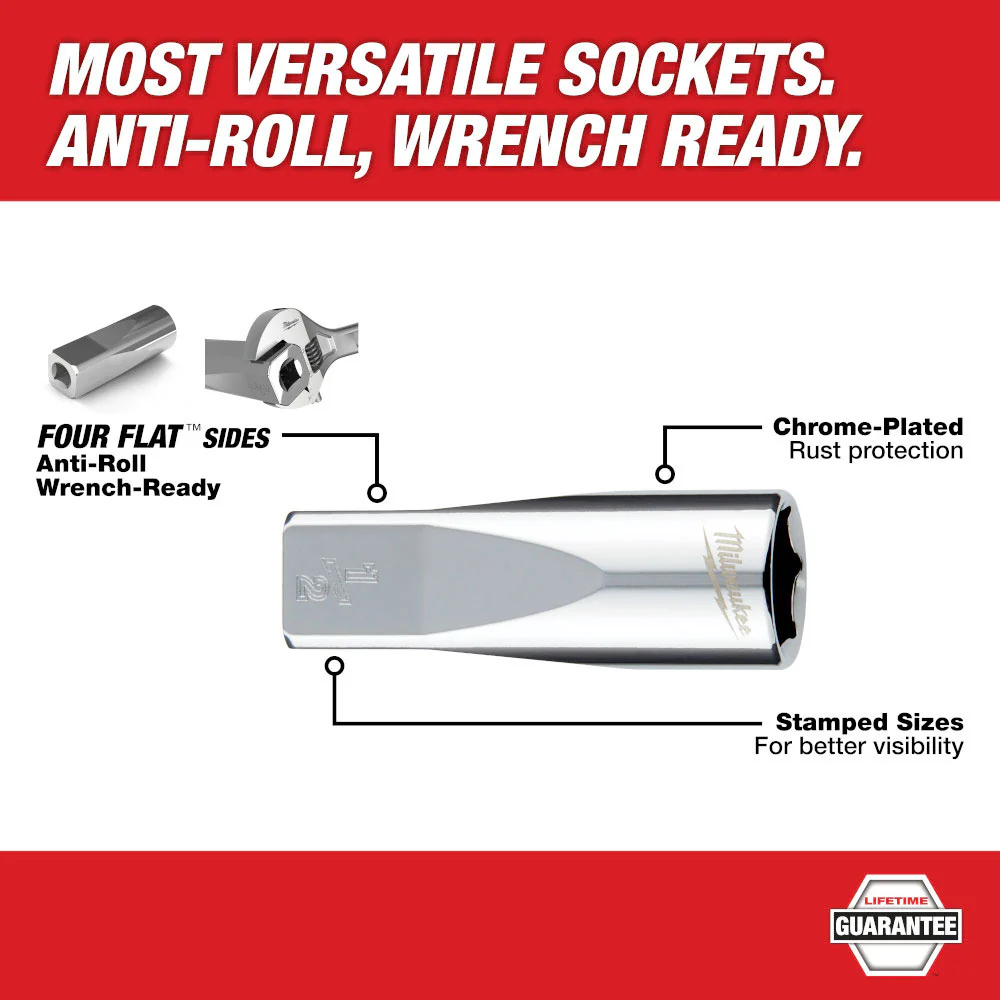 Milwaukee 48-22-9505 3/8 Drive Deep Well Metric Socket Set - 10pc