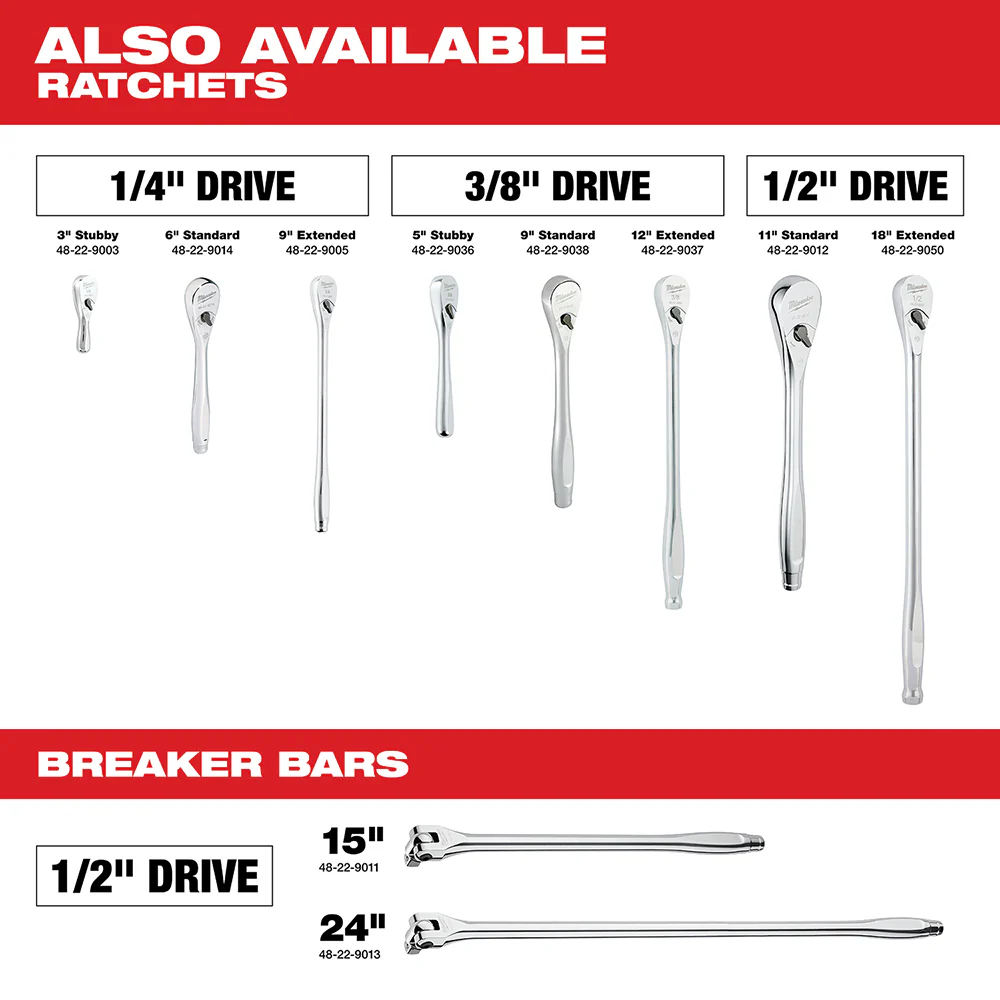 Milwaukee 48-22-9008 3/8-Inch Drive SAE and Metric Ratchet and Socket Set - 56pc