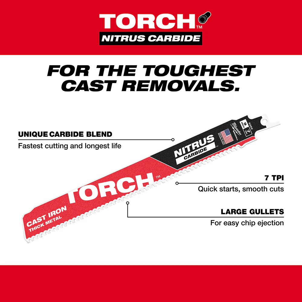 Milwaukee 48-00-5262 9 7TPI The TORCH FOR CAST IRON w/ NITRUS CARBIDE - 1 PK