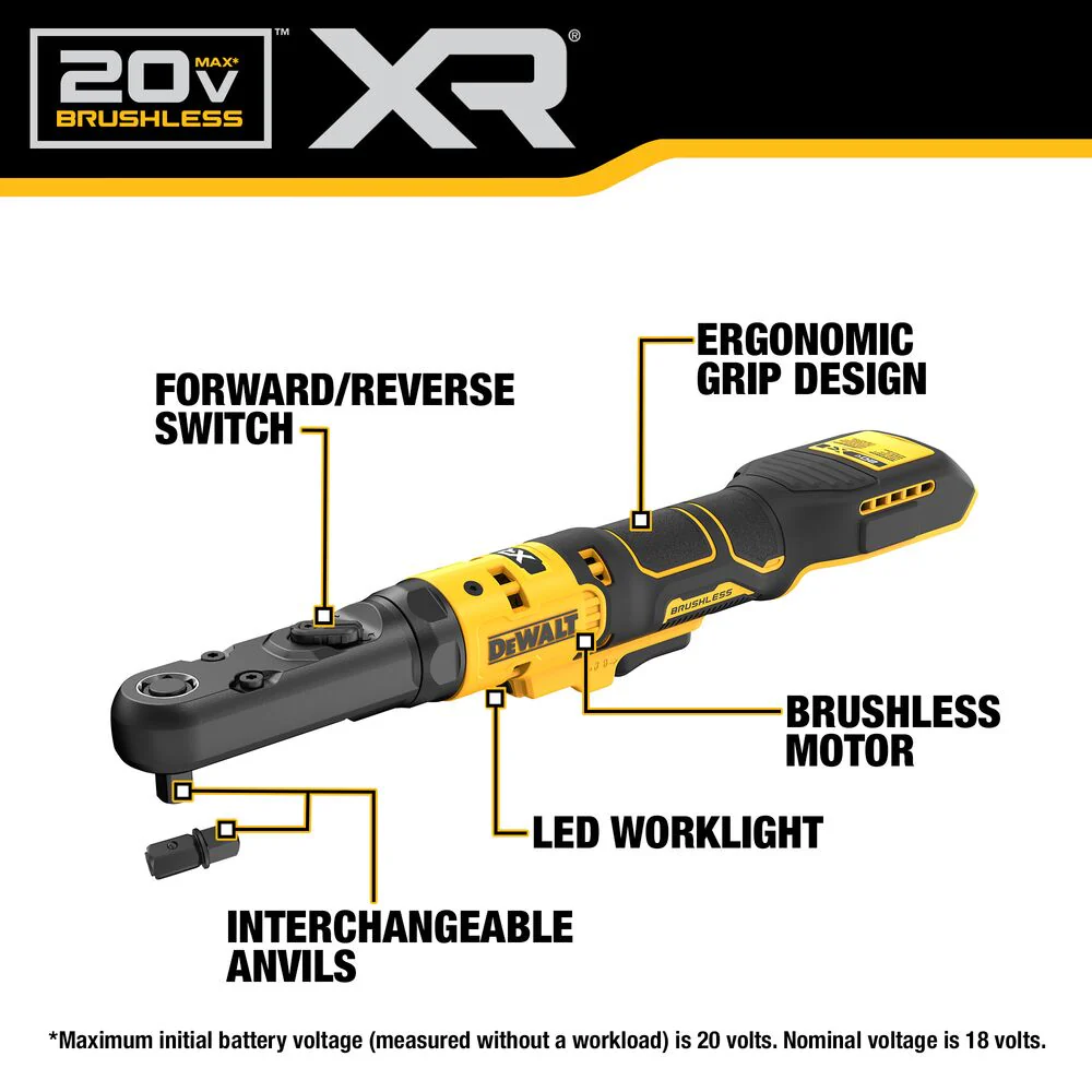 DeWALT DCF510B 20V MAX XR 3/8 - 1/2 Brushless Sealed Head Ratchet - Bare Tool