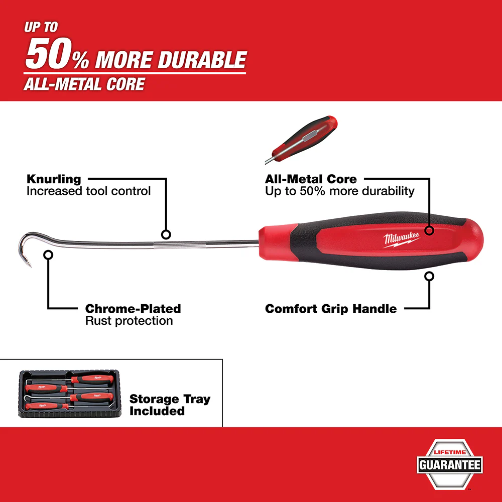 Milwaukee 48-22-9215 Heavy Duty Durable Hook and Pick Set - 4 PC