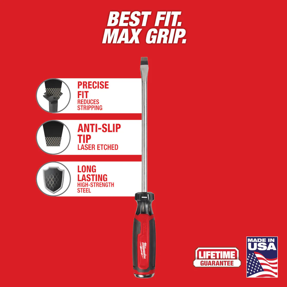 Milwaukee MT210 3/8 Slotted 8 Cushion Grip Demo Screwdriver - Made In USA