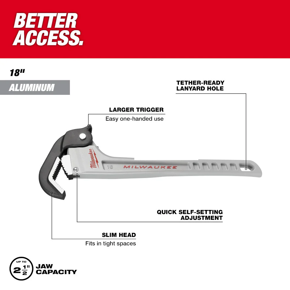 Milwaukee 48-22-7418 18 Aluminum Self-Adjusting Pipe Wrench