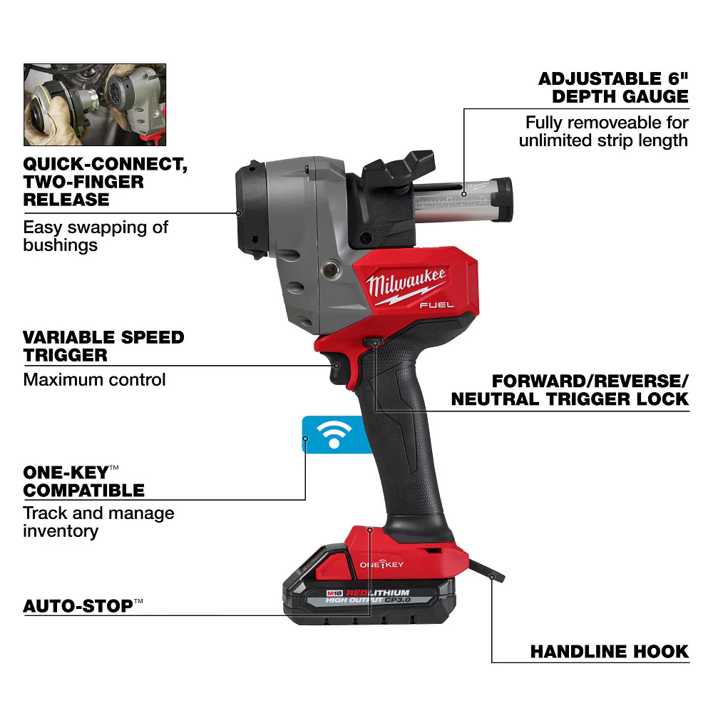 Milwaukee 2937-21 M18 FUEL 18V Covered Cable Stripper Kit Adjustable Bushings