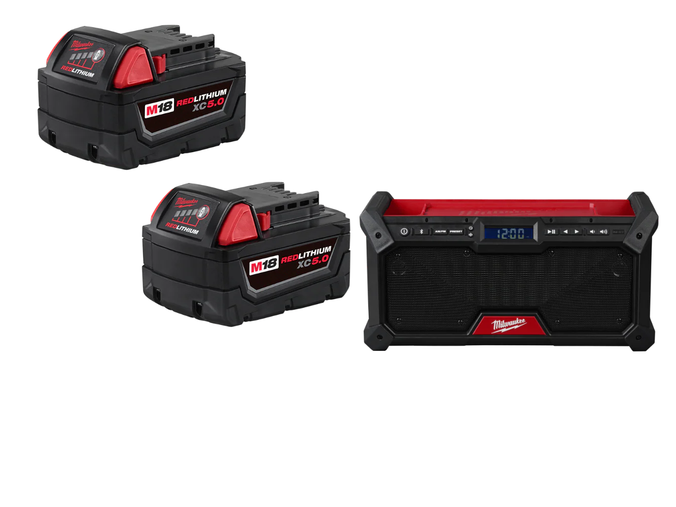 Milwaukee 2952-20B5 M18 18V Cordless Bluetooth Radio w/ 2 - 5AH Batteries