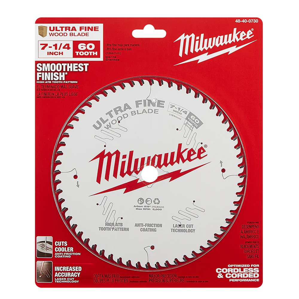 Milwaukee 48-40-0730 7-1/4 60T Ultra Fine Finish Circular Saw Blade