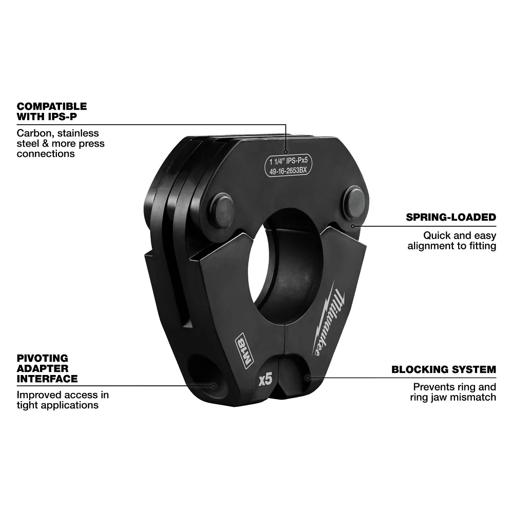 Milwaukee 49-16-2683 1/2- 2 IPS-P Jaw Pivoting Ring Kit for M18 Press Tools