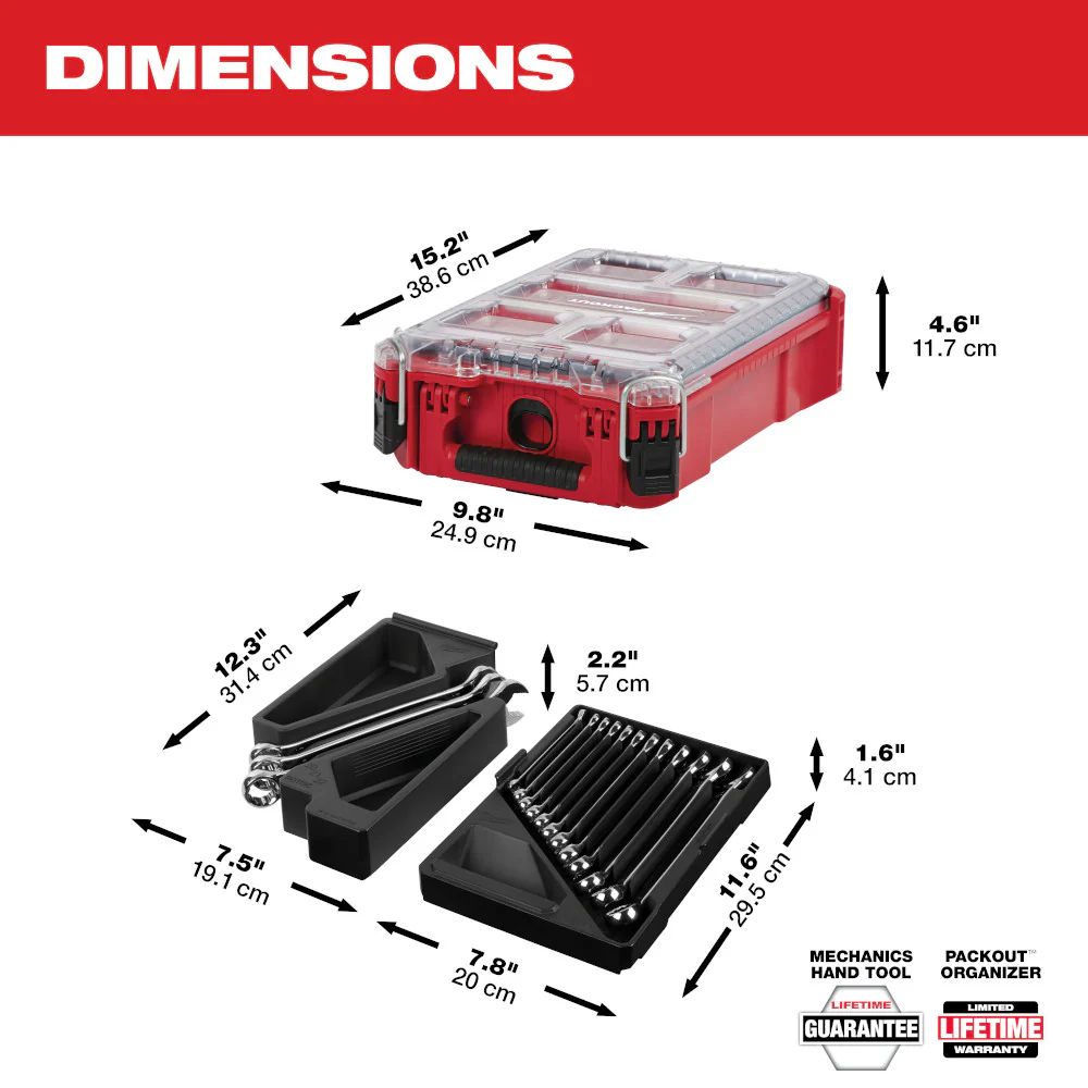 Milwaukee 48-22-9483 15pc Metric Combination Wrench Set with PACKOUT Organizer