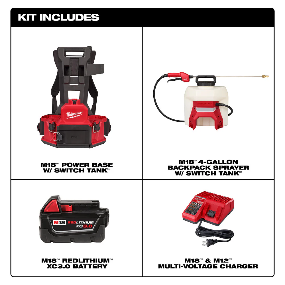 Milwaukee 3019-21PS M18 18V 4-Gallon Backpack Sprayer Kit w/ SWITCH TANK