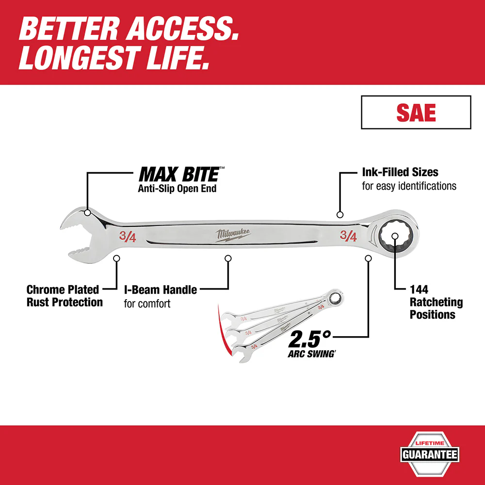 Milwaukee 48-22-9416P Ratcheting Combination Wrench SAE / Metric Set - 30 PC
