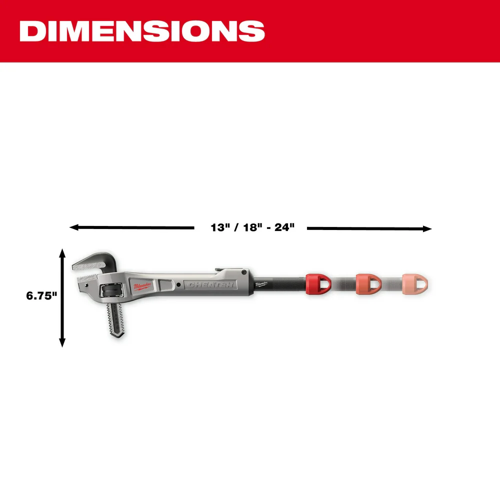 Milwaukee 48-22-7322 CHEATER Aluminum Offset Adaptable Pipe Wrench w/Quick Slide