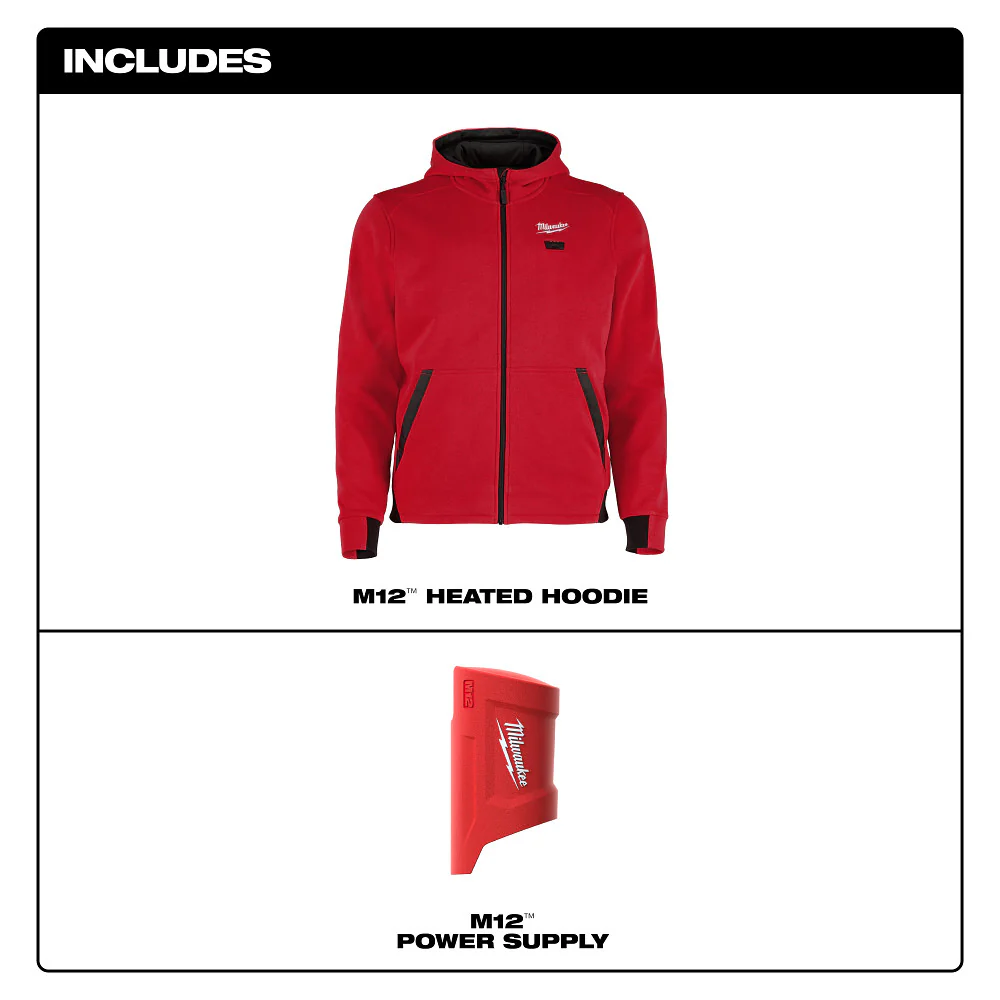 Milwaukee M200R-20XL M12 12V Heated Hoodie - Red XL Comfortable Fit