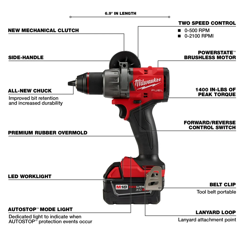 Milwaukee 2903-22 M18 FUEL 18V 1/2 Cordless Li-Ion Drill/Driver Kit