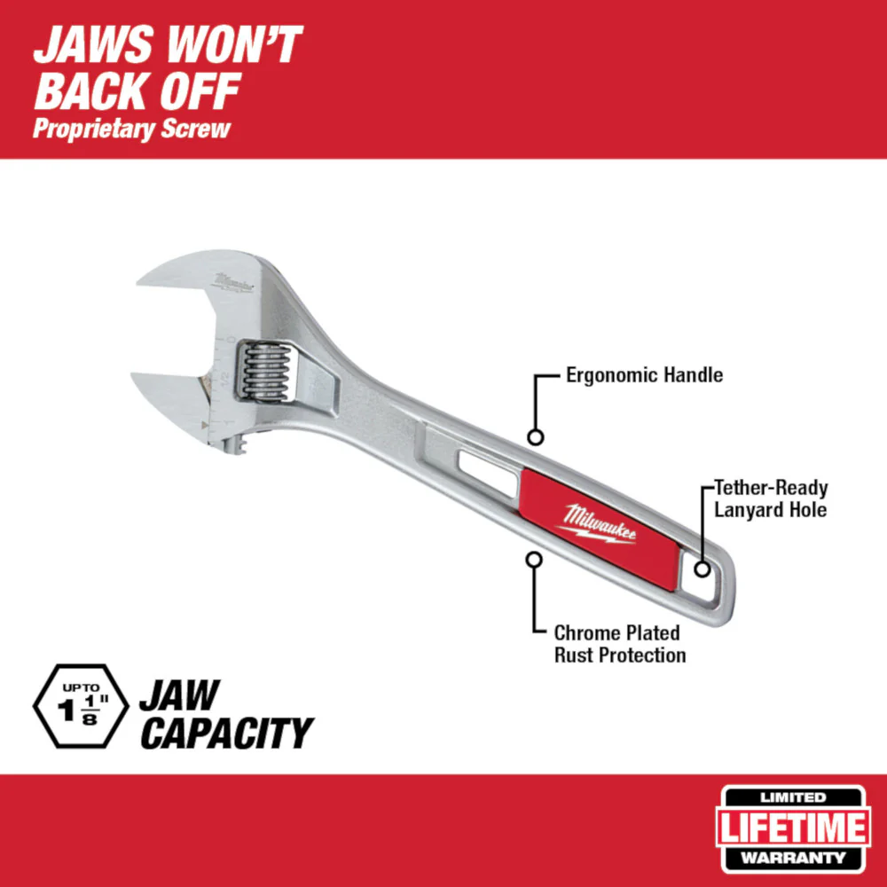 Milwaukee 48-22-7408 8-Inch Parallel Jaw Ergonomic Handle Adjustable Wrench
