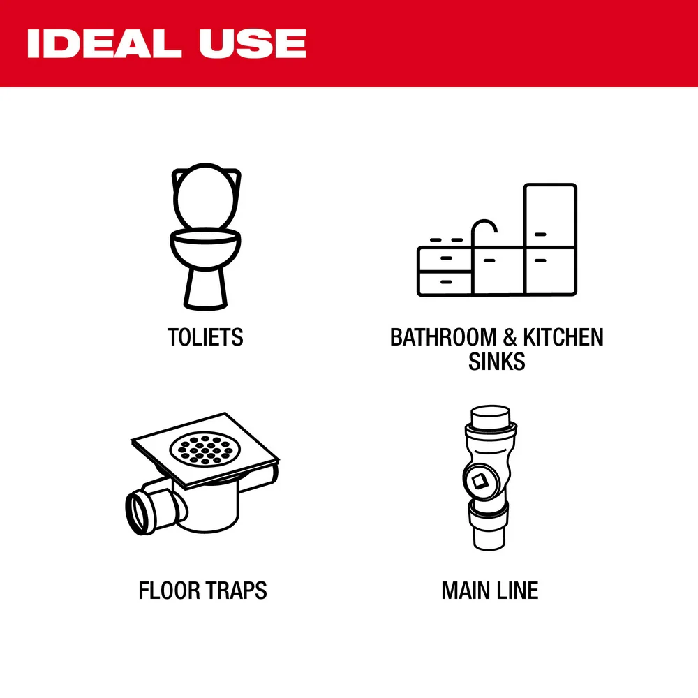 Milwaukee 2819-22 M18 FUEL 18V High Speed Chain Snake Kit for 1-1/2 � 4 Pipes