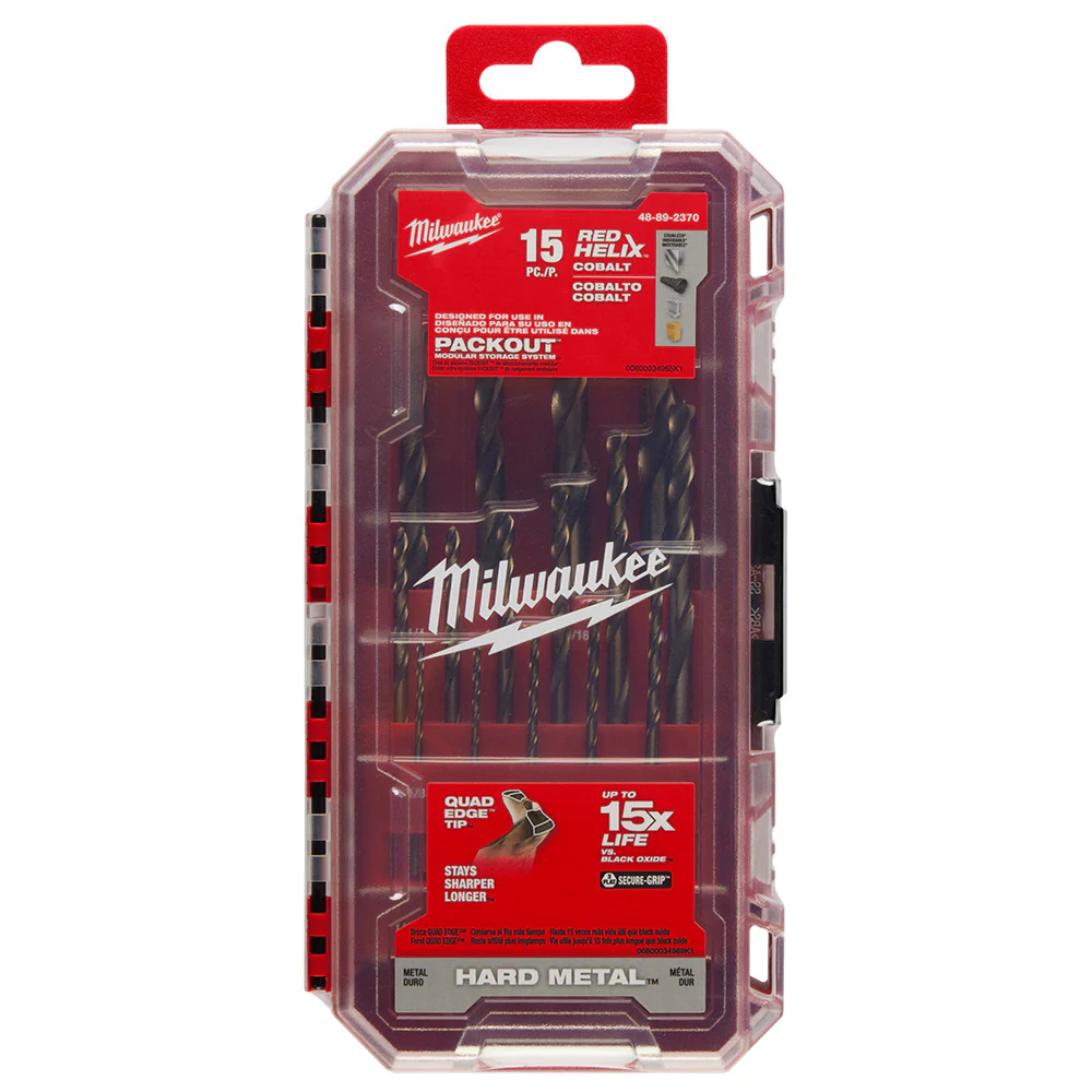 Milwaukee 48-89-2370 RED HELIX Cobalt Drill Bit Set - 15 PC