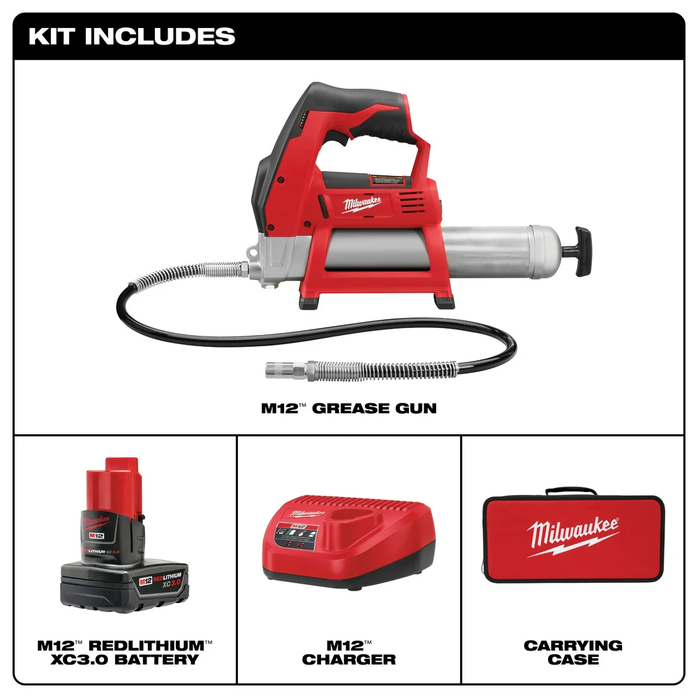 Milwaukee 2446-21XC M12 12V 14-Inch Lithium-Ion Grease Gun Kit