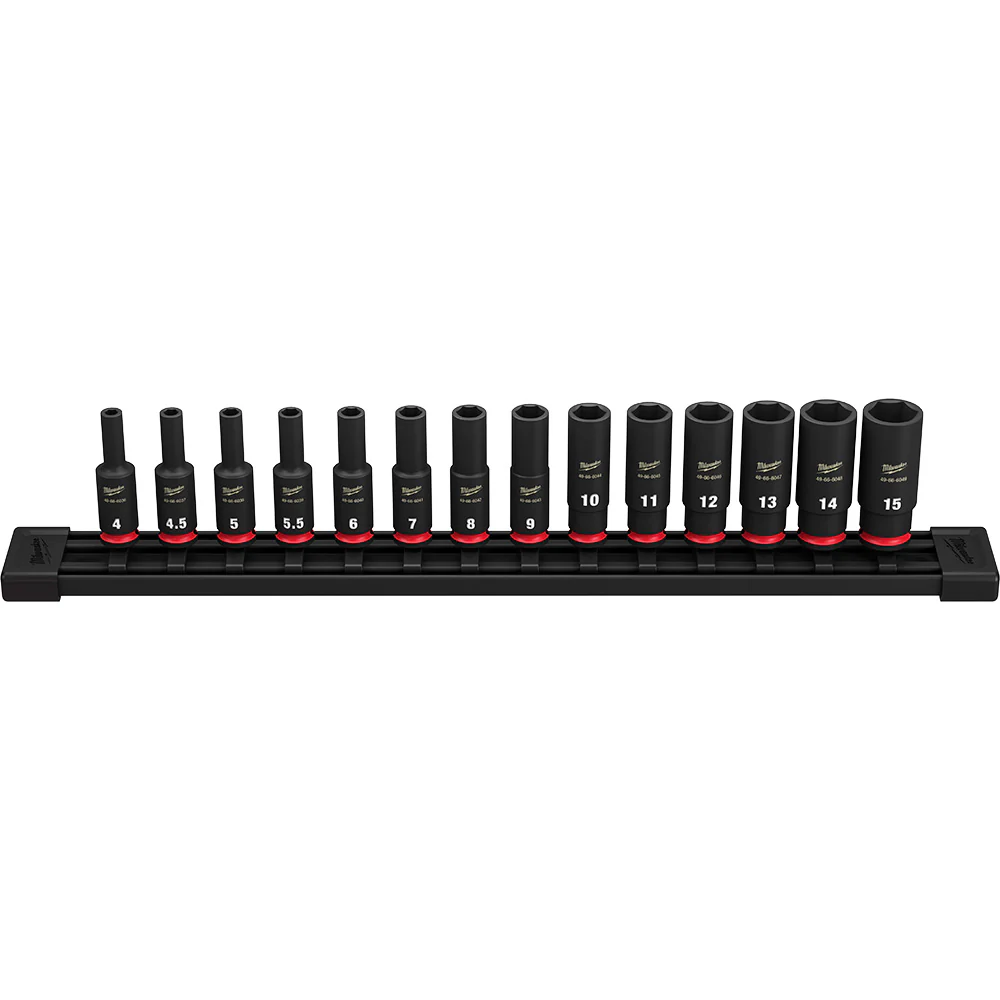 Milwaukee 49-66-7003 1/4 Drive Metric Deep 6 Point Impact Socket Set -14 PC