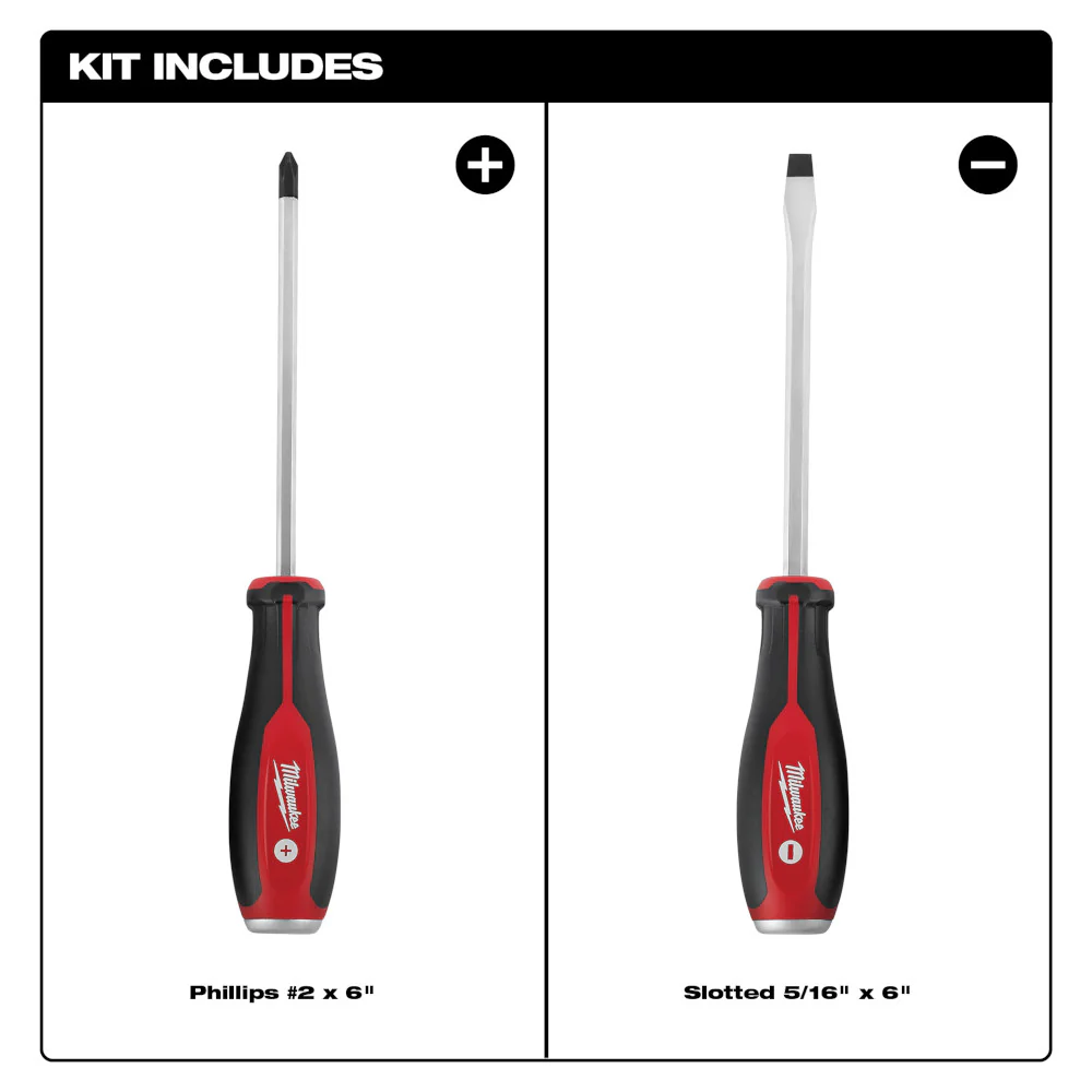 Milwaukee 48-22-2702 Tough Durable Demolition Screwdriver Set - 2 PC
