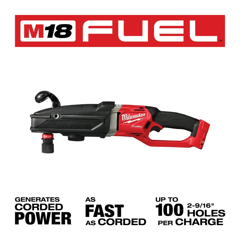 Milwaukee 2811-20 M18 FUEL 18V Super Hawg Right Angle Drill Quik-Lok - Bare Tool