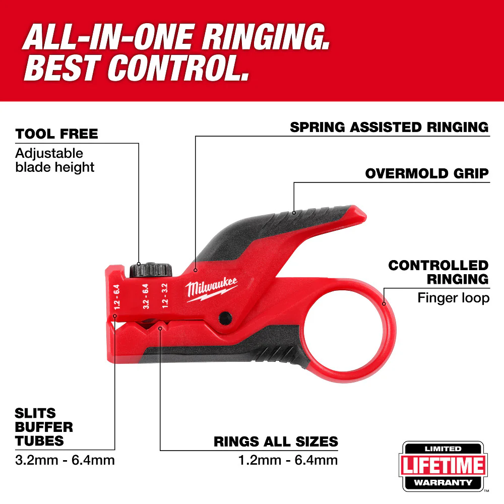 Milwaukee 48-22-3014 Compact Ergonomic Buffer Tube Ringer and Slitter