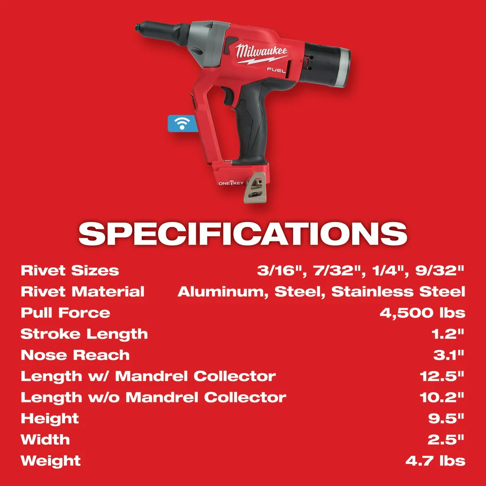 Milwaukee 2660-80 M18 FUEL 18V 1/4 Blind Rivet Tool - Bare Tool - Recon
