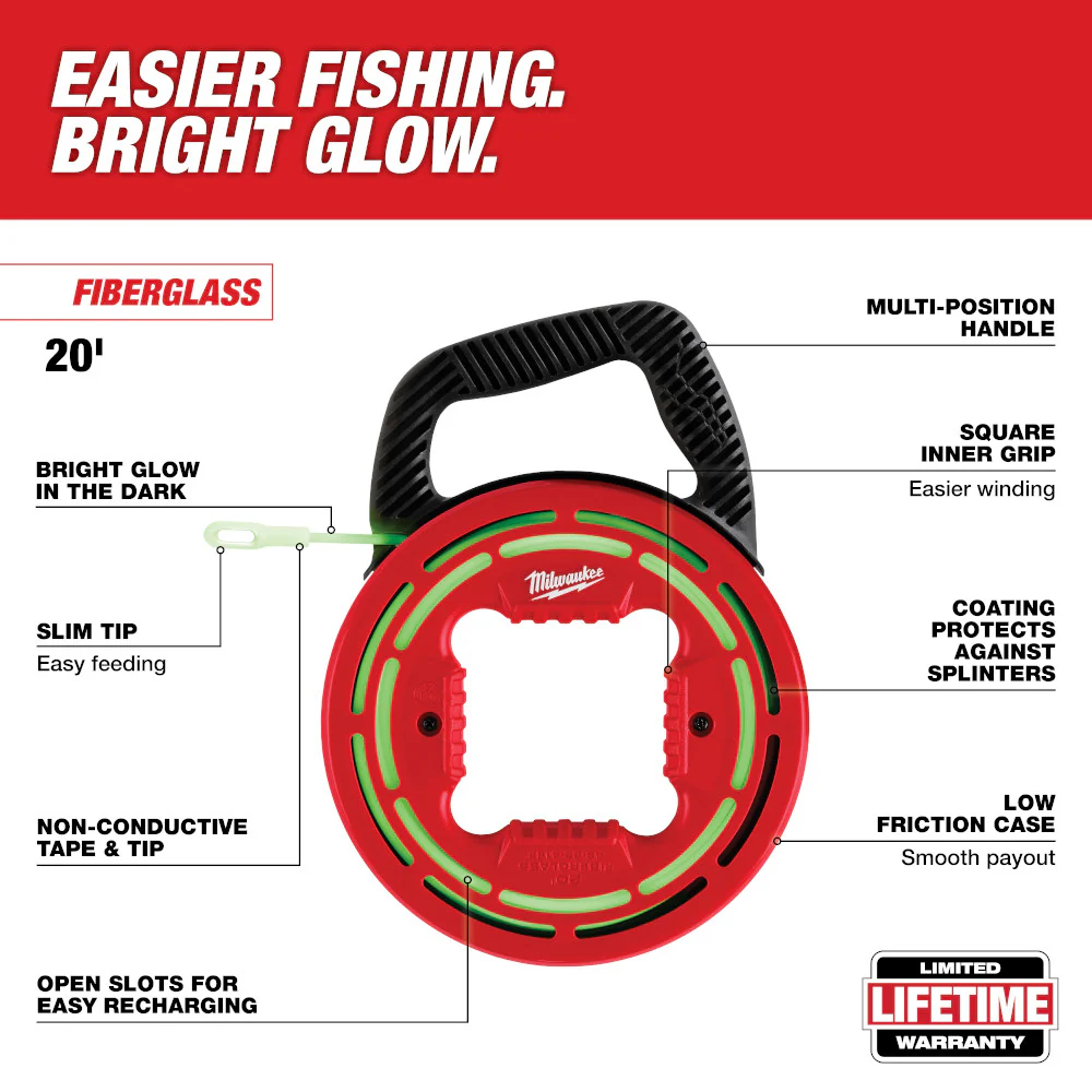 Milwaukee 48-22-4182 20' Glow in the Dark Fish Tape