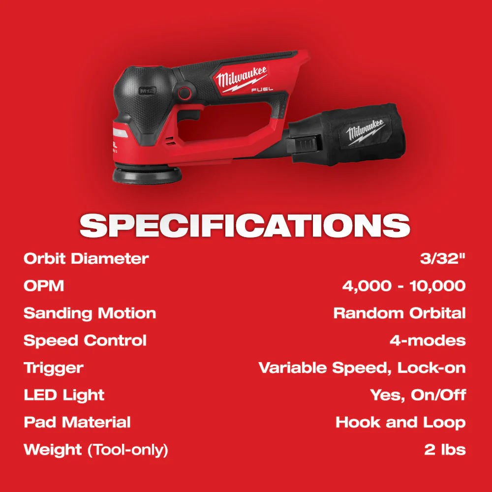 Milwaukee 2535-20 M12 FUEL 12V 3 Random Orbital Detail Sander - Bare Tool